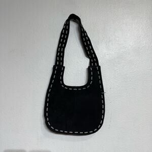 Weather Vane Black Stitch Suede Vintage Purse